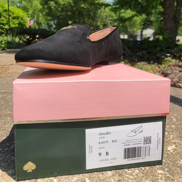 Kate Spade Signature Claudia Suede Flat Loafer, Black - Picture 2 of 6